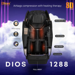 Dios-1288 Massage Chair 8D AI Dual Air Tech Touch Roller SL-track with Brain Relaxation Program